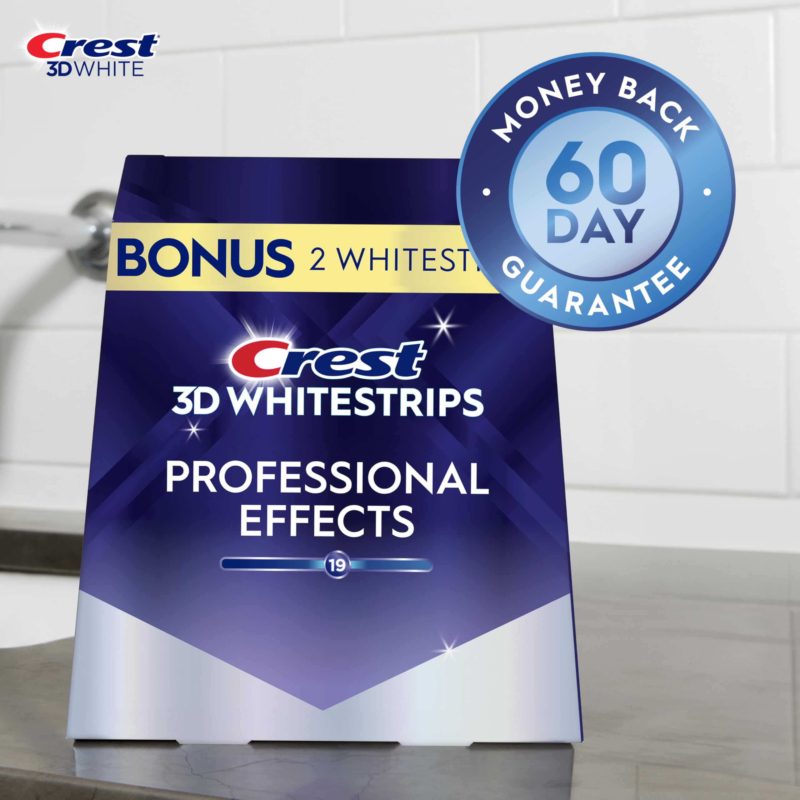 Crest 3D Whitestrips 22-day treatment calendar for gradual whitening progress.