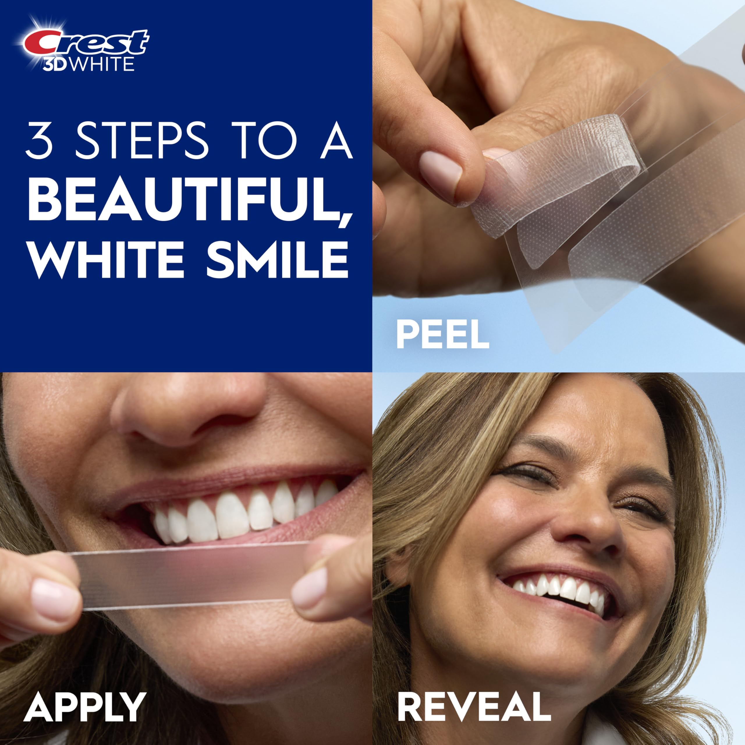 45-minute whitening session concept with Crest 3D Whitestrips Age Renewal