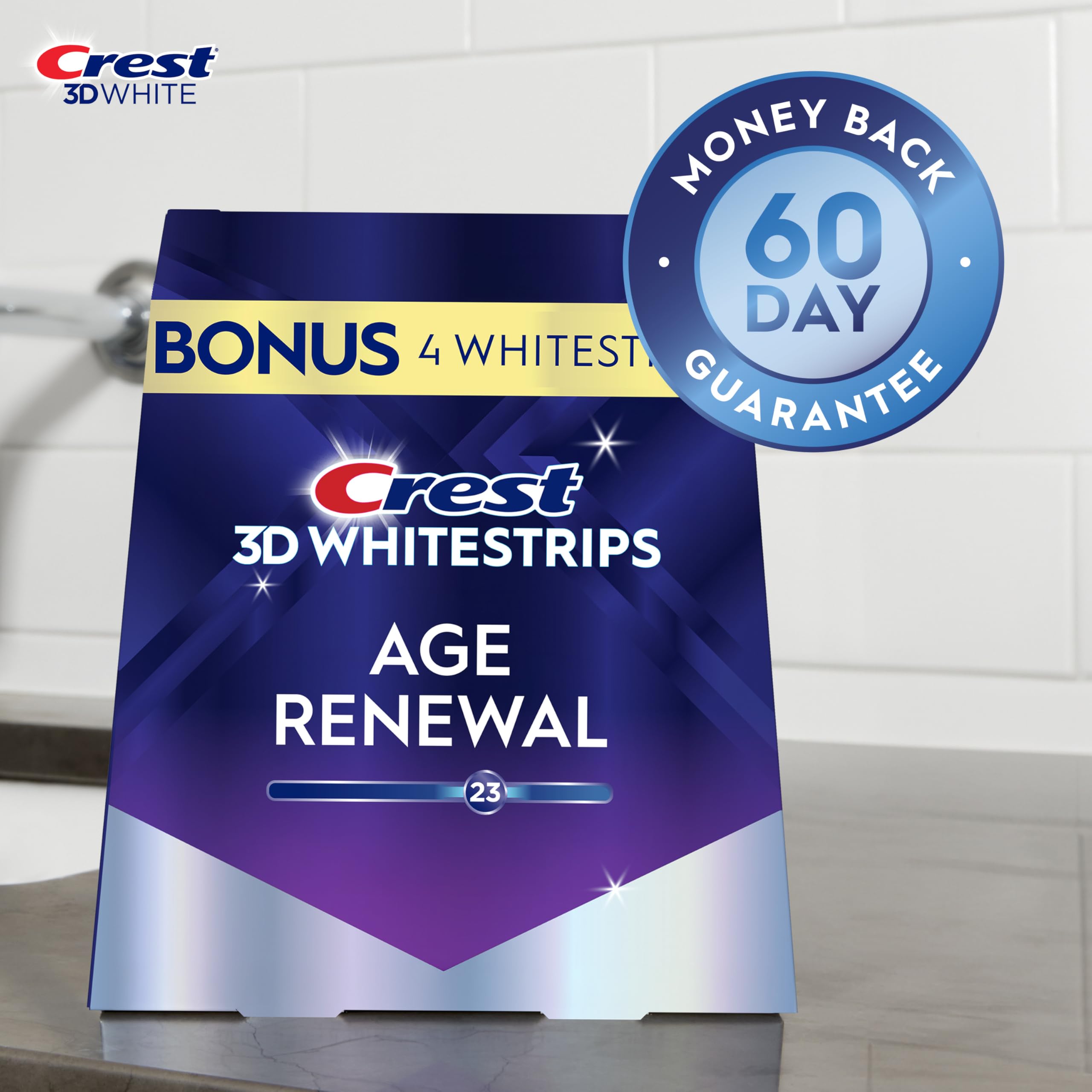 Application area showing Crest 3D Whitestrips Age Renewal in use