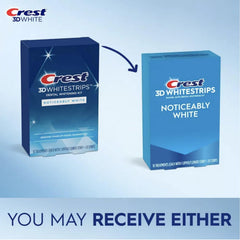 Crest 3D Whitestrips being applied to teeth for daily whitening routine