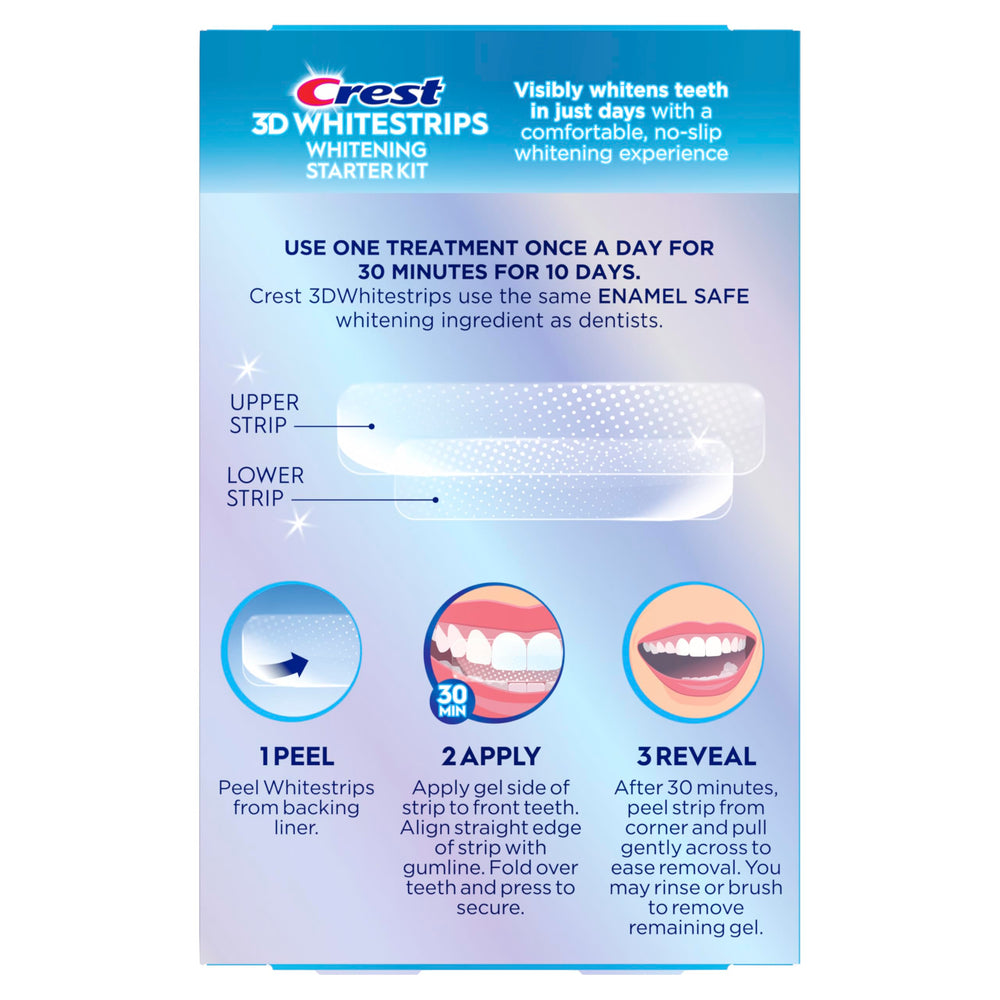 Crest 3D Whitestrips before-after hint image showing potential whitening difference