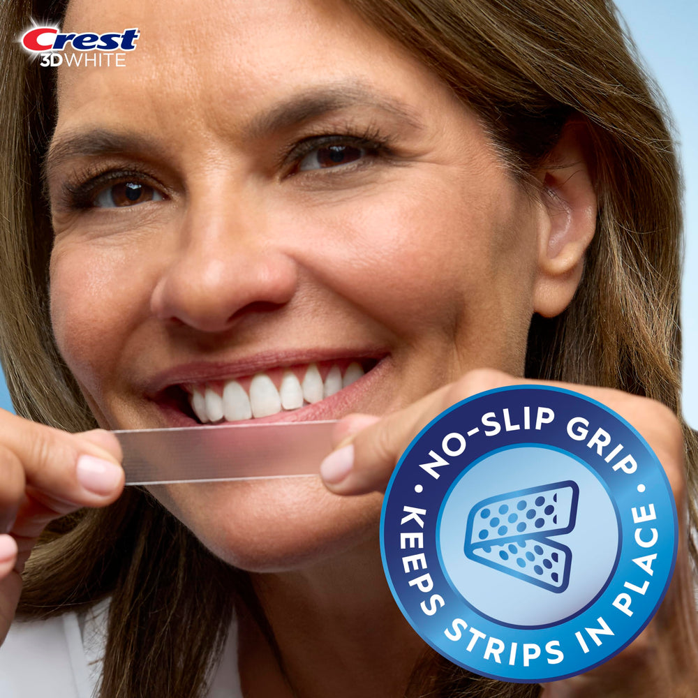 Crest 3D Whitestrips uses dentist-grade whitening ingredients for enamel-safe treatment.