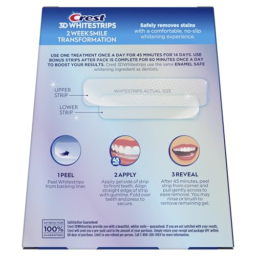 Crest 3D Whitestrips Glamorous White kit shown on vanity suggests confidence boost
