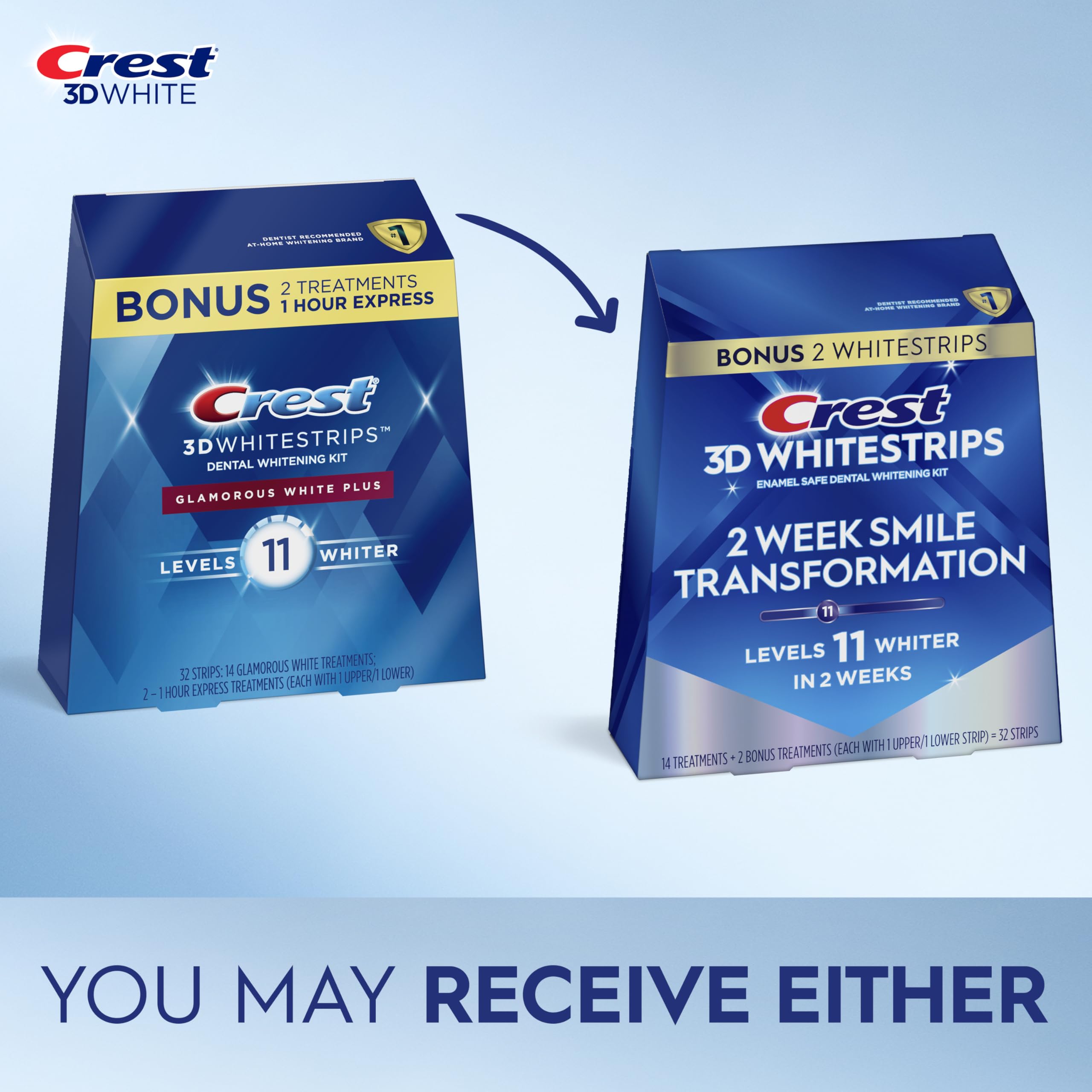 Crest 3D Whitestrips Glamorous White strips in box for easy daily whitening