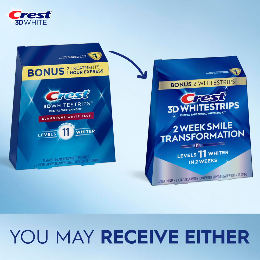 Crest 3D Whitestrips Glamorous White strips in box for easy daily whitening