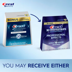 Crest 3D Whitestrips lower strip on teeth during whitening routine.