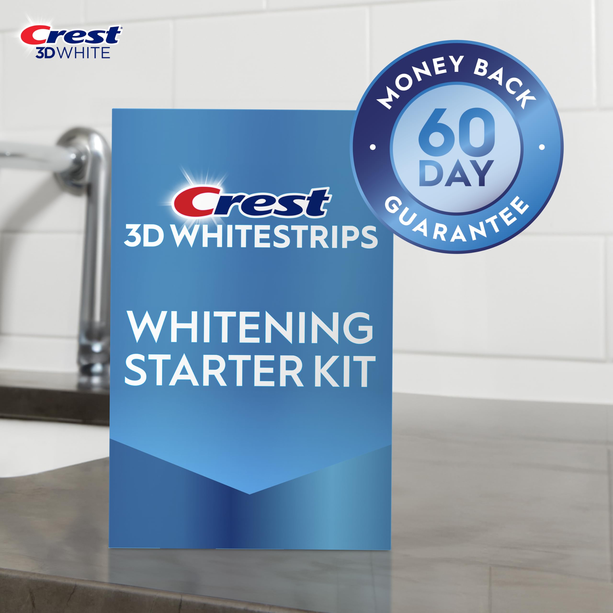 Crest 3D Whitestrips upper-teeth strip ready for a 30-minute whitening session
