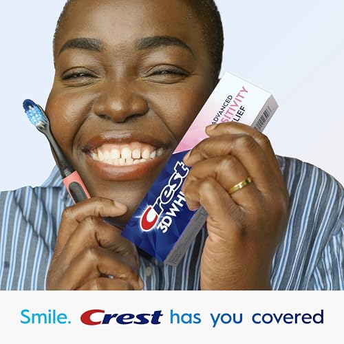Crest 3DWhite toothpaste with fluoride—potential cavity-fighting benefits during daily use.