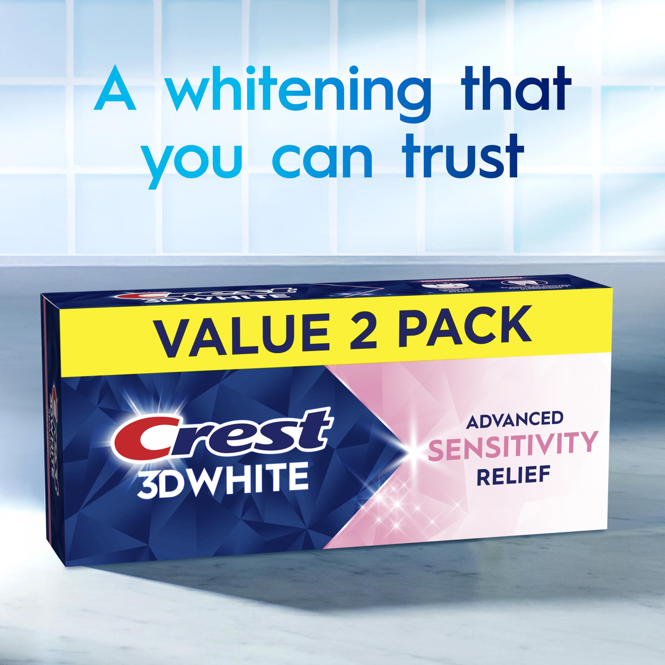 Crest 3DWhite Advanced Whitening labeling—emphasizing surface stain removal potential.