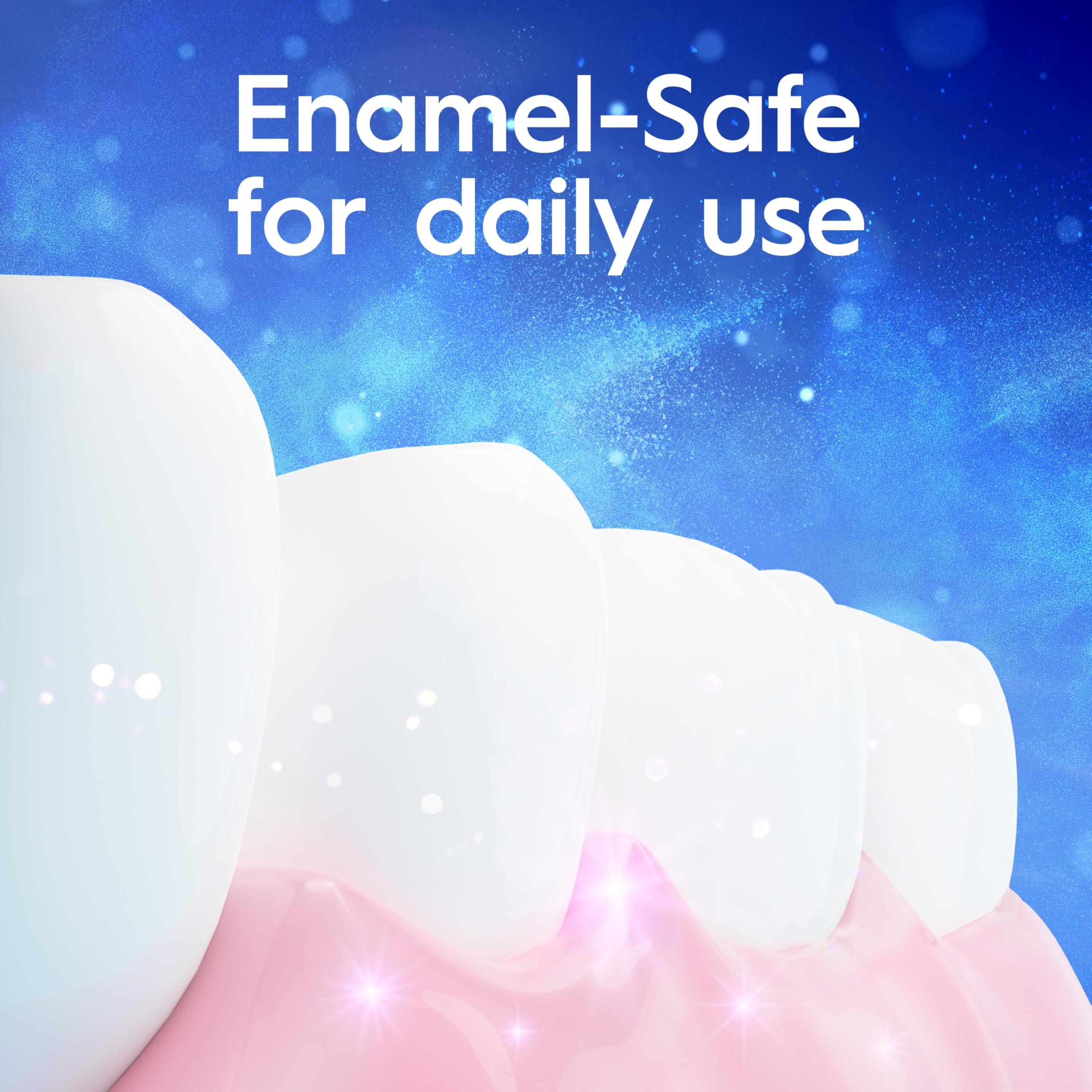 Crest 3DWhite Sensitivity Relief tube beside brushing timer—reminder for twice-daily two-minute routine.