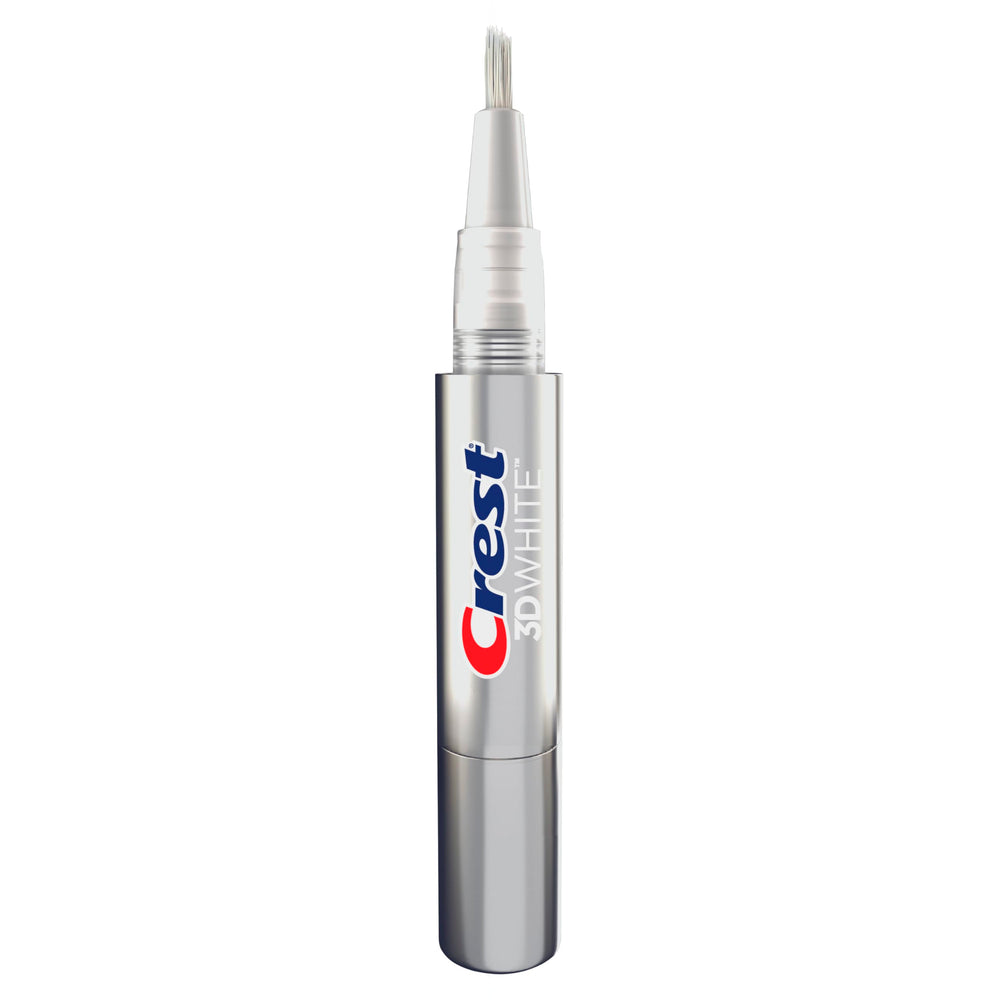 Crest 3DWhite pen applying whitening gel to a tooth.