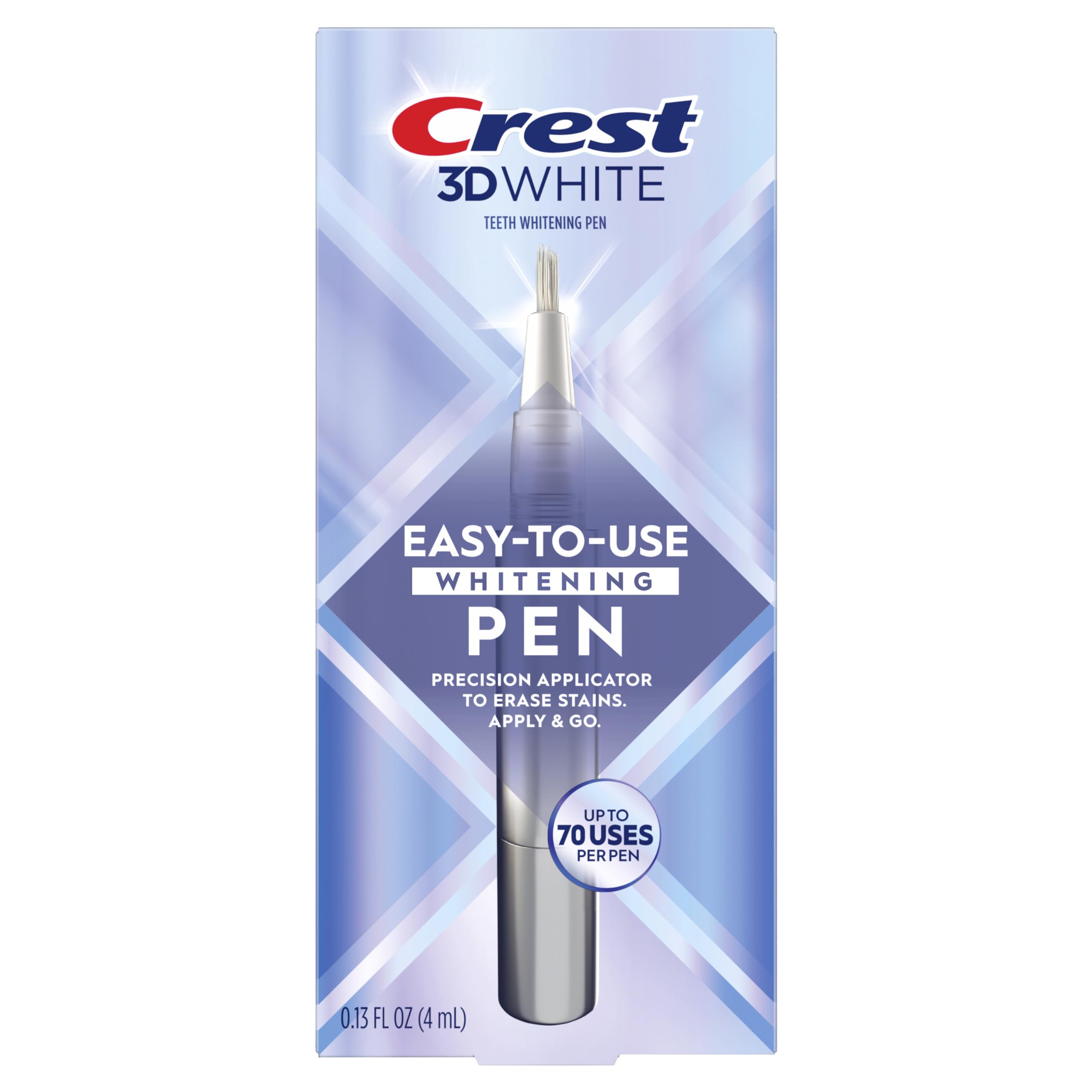 Close-up of Crest 3DWhite pen brush tip for precise application.