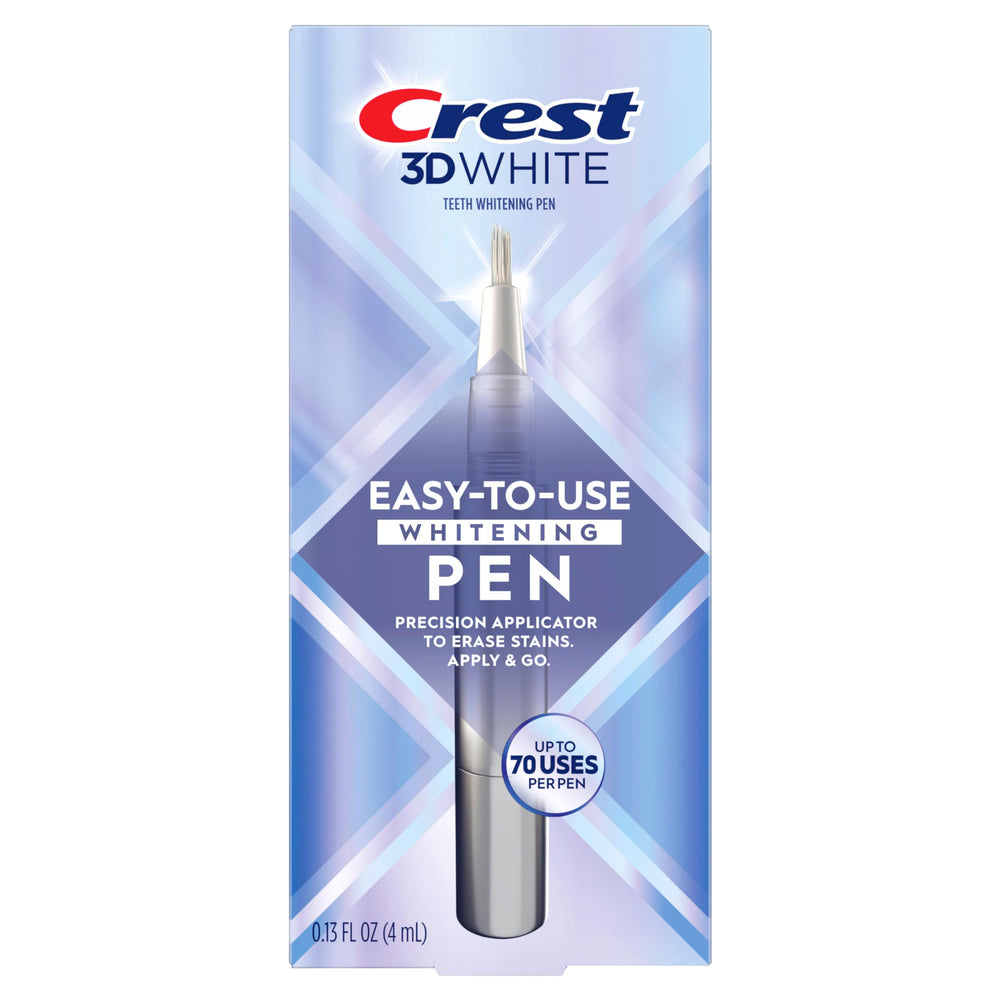 Close-up of Crest 3DWhite pen brush tip for precise application.