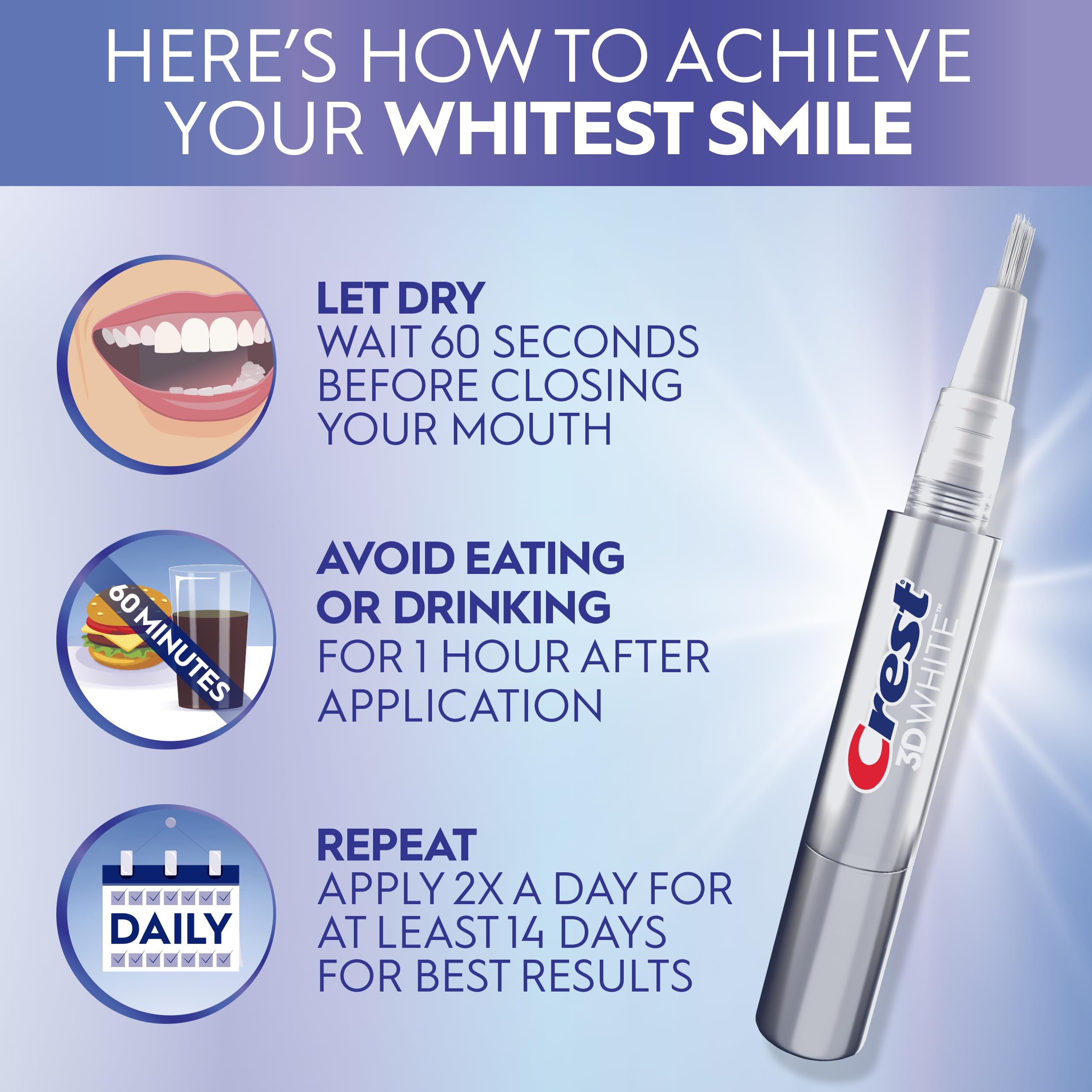 Crest 3DWhite pen features enamel-safe whitening ingredient.