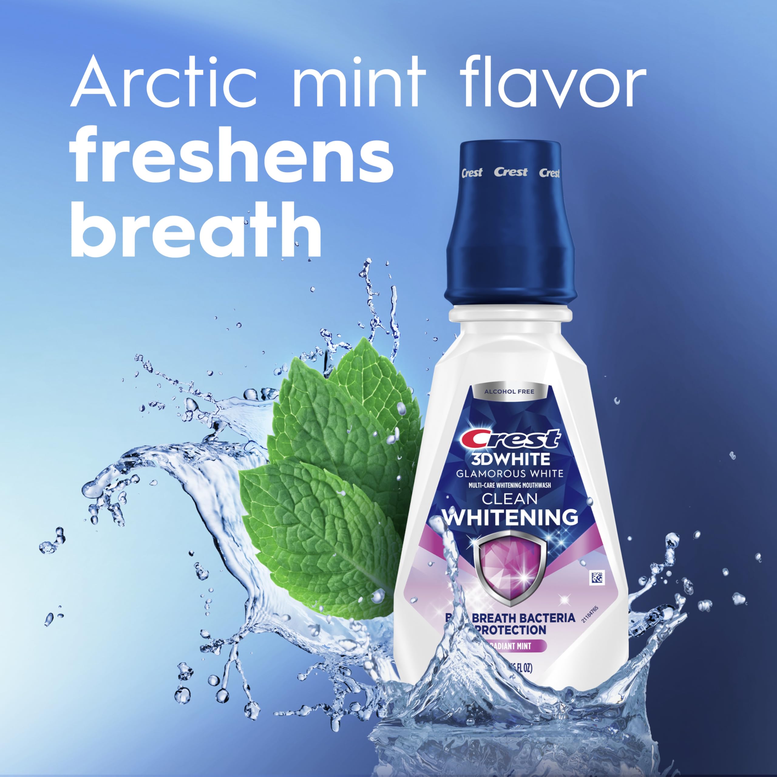 Crest Arctic Mint mouthwash bottle emphasizing refreshing mint flavor.