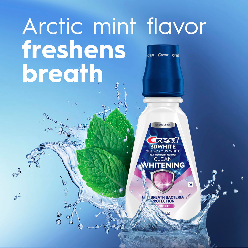 Crest Arctic Mint mouthwash bottle emphasizing refreshing mint flavor.