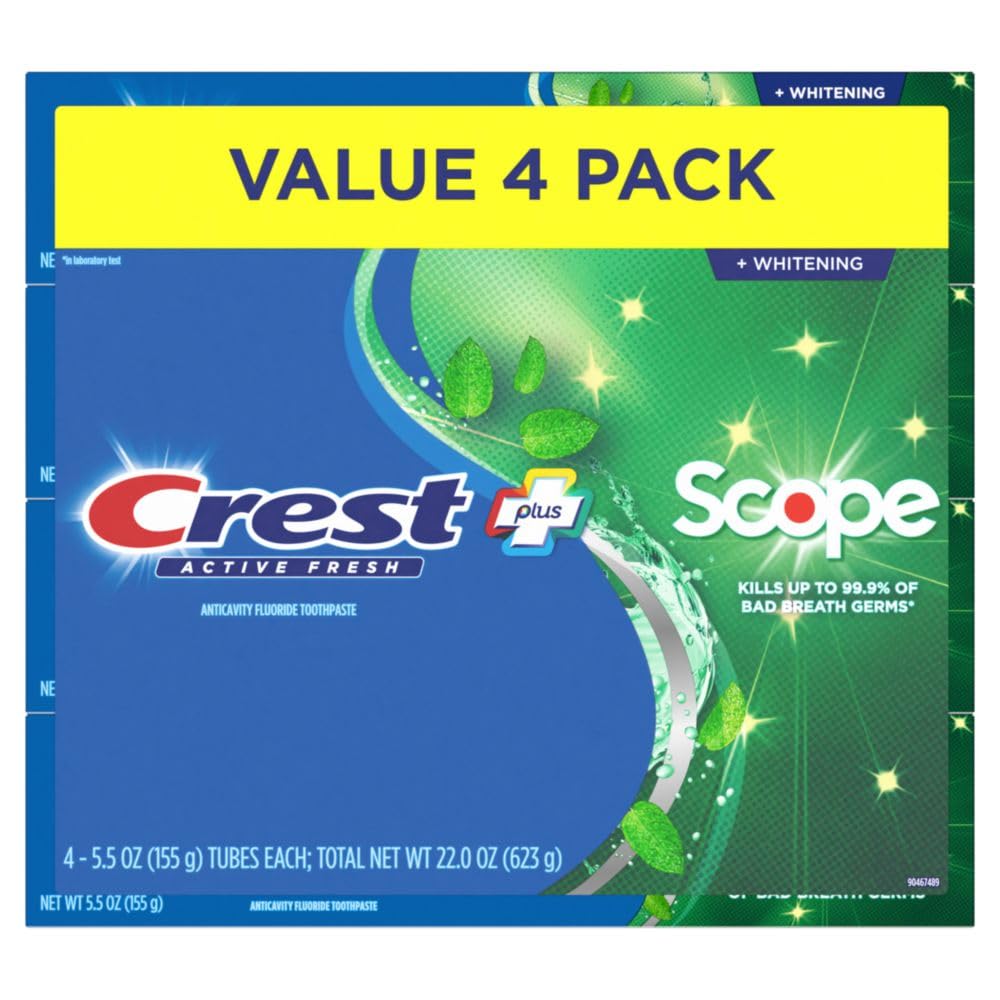 Illustration hints at reduced bad breath germs with Crest formula.
