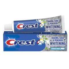 Crest toothpaste pack of two shown for convenient dual-pack and bright smiles