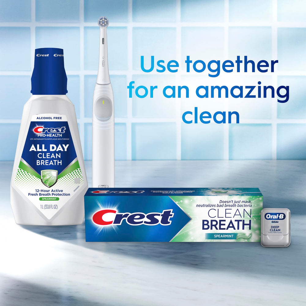 Crest cavities-protection toothpaste helps daily oral defense.