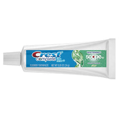 Crest Complete Whitening Scope bright smile after brushing suggests cleaner surfaces and confidence.