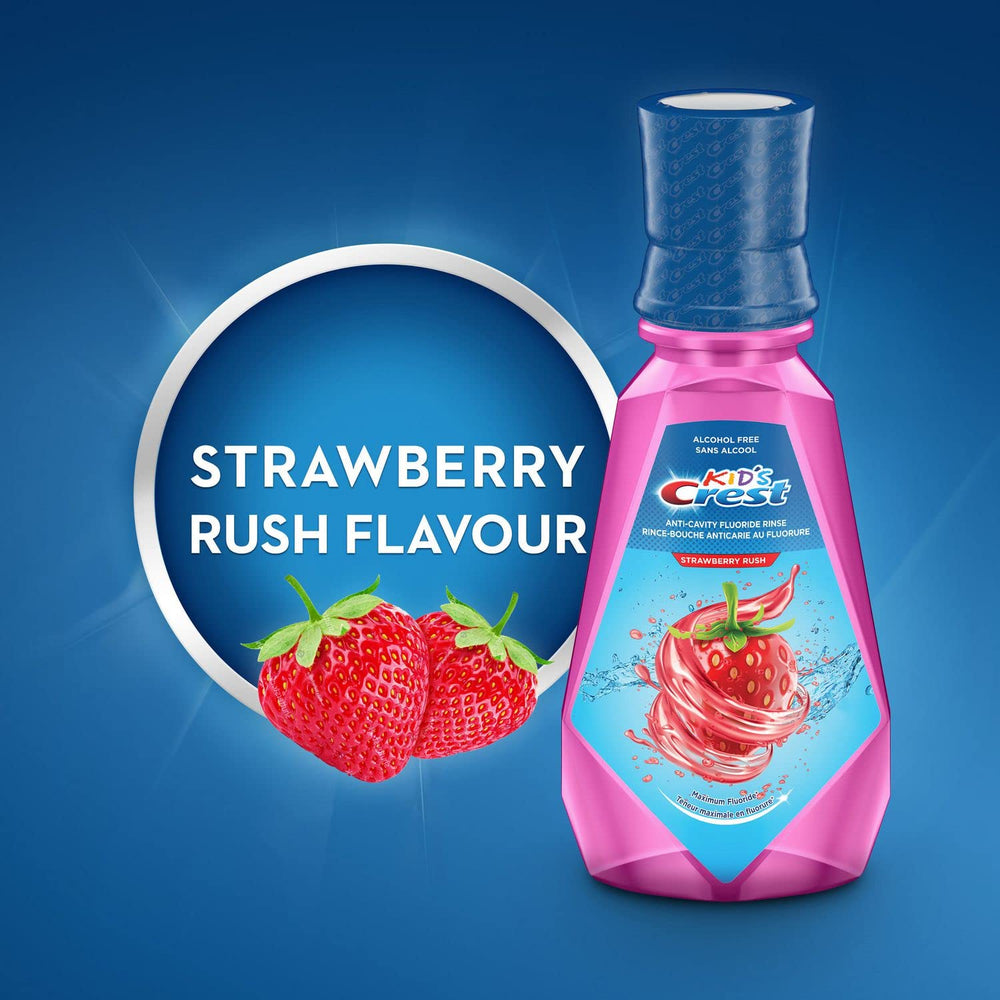 Crest Kid's Anticavity Mouthwash Strawberry Rush Pack-of-4 for family-friendly value