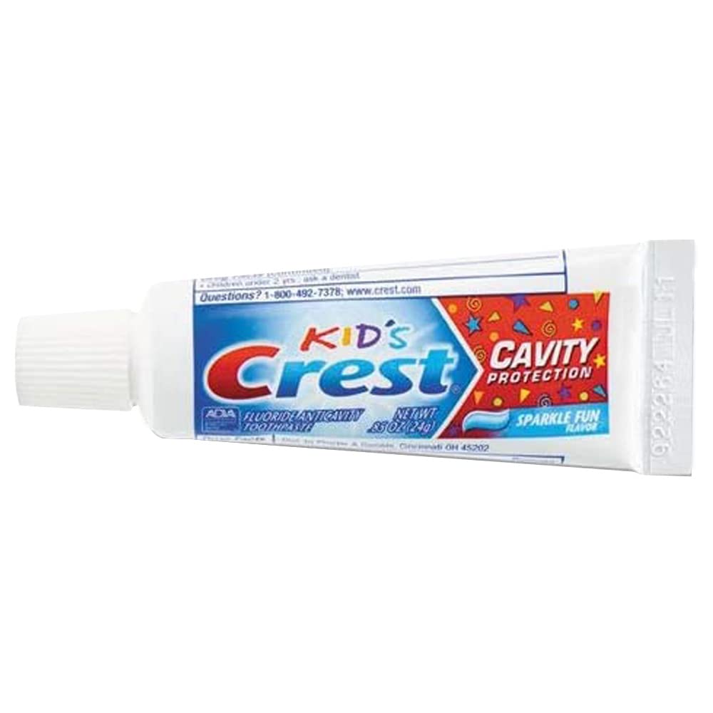 Crest Kids Sparkle Fun travel pack shown for on-the-go brushing sessions.