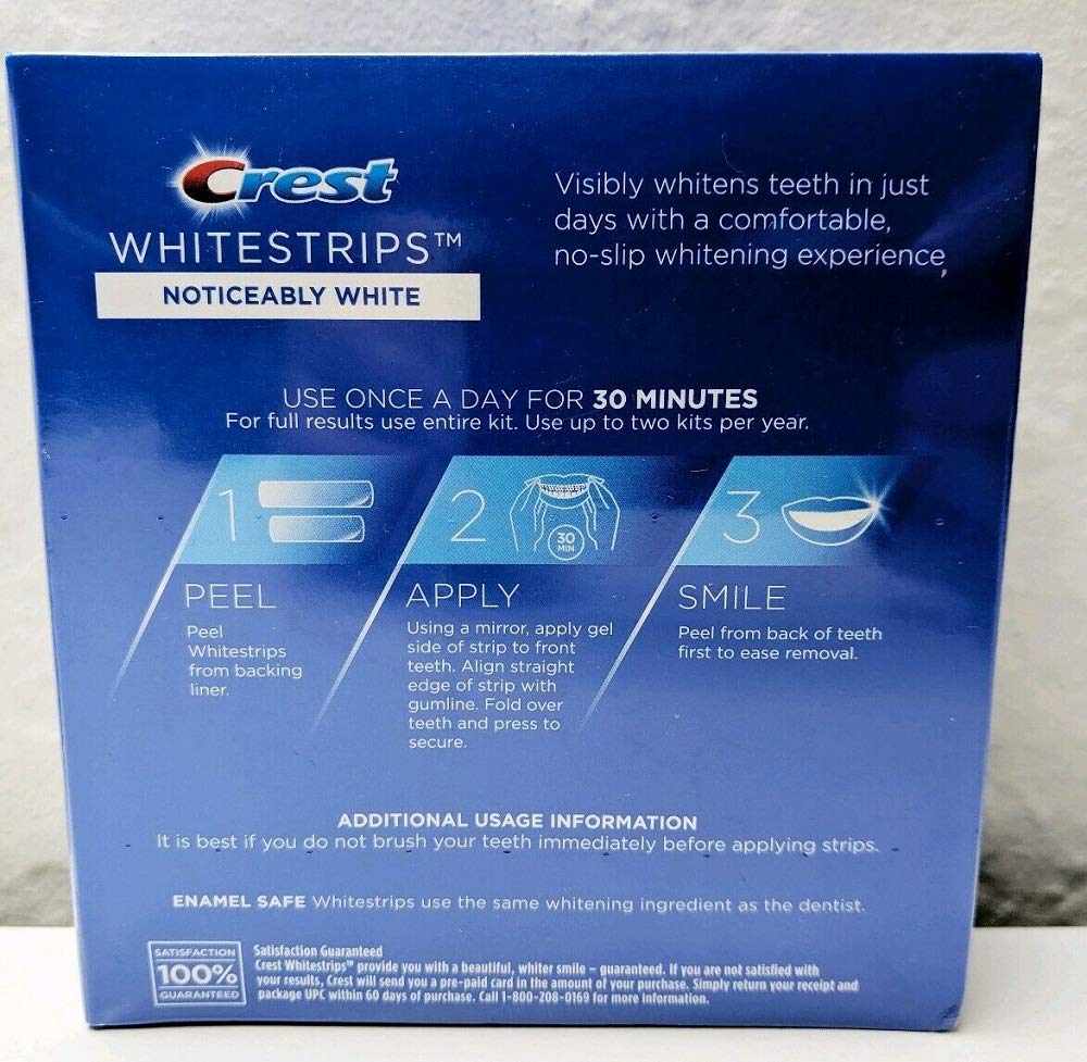 Crest Noticeably White Whitestrips USA origin label signals trusted US-made quality