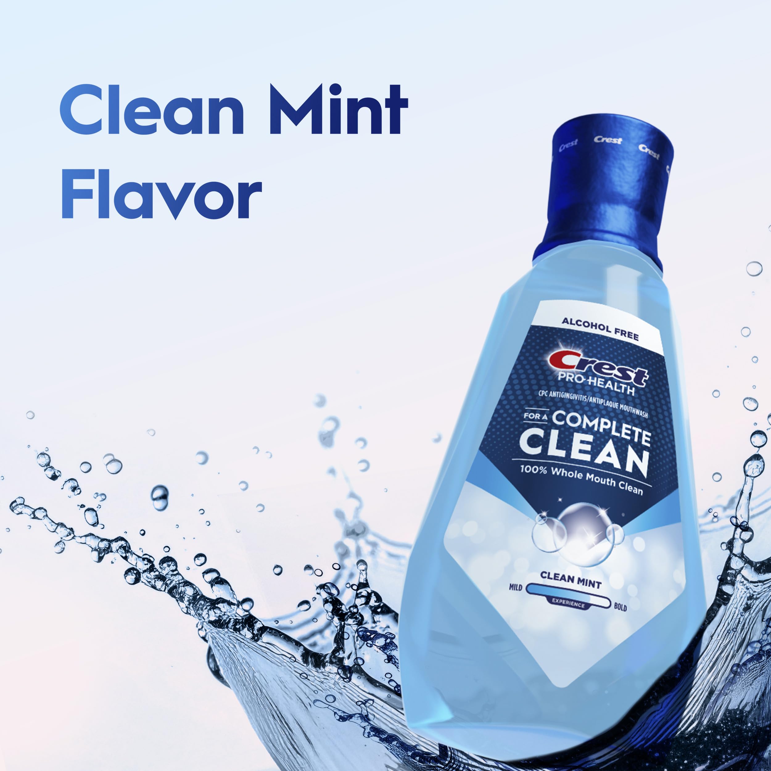 Crest Pro-Health 24-Hour protection badge on bottle highlights lasting freshness