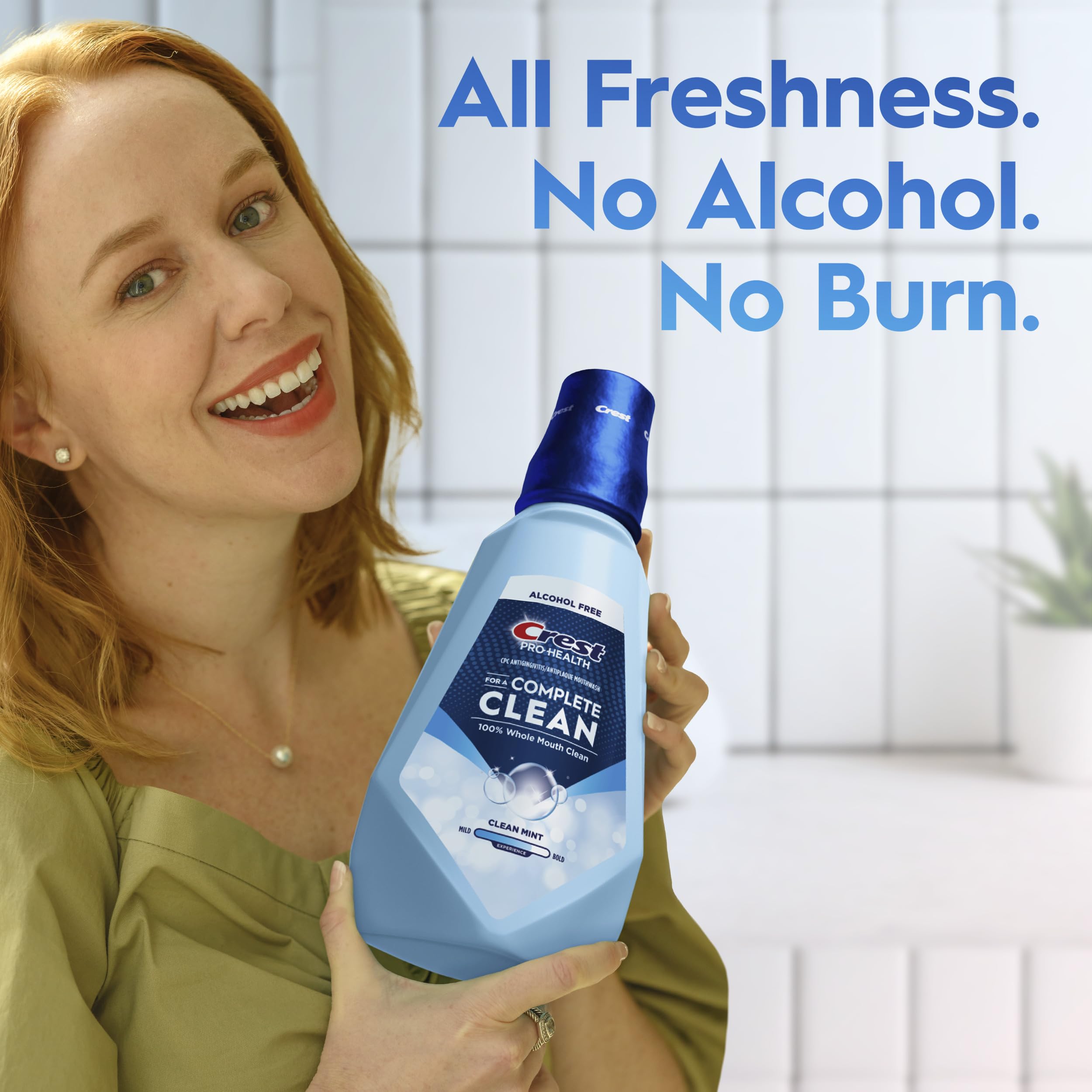 Crest Pro-Health Clean Mint Mouthwash with toothbrush scene supports morning routine.