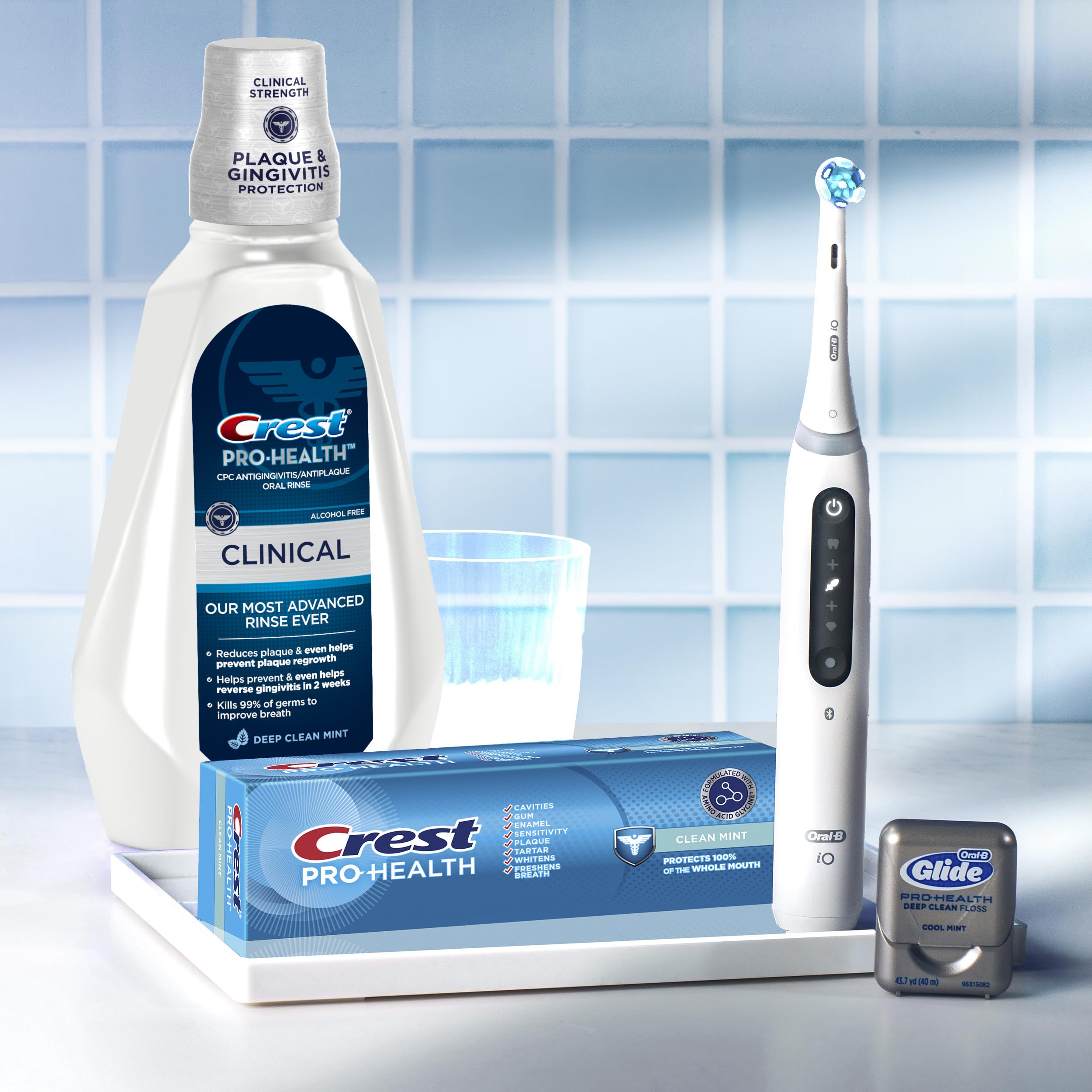 Crest Pro-Health Clinical Mouthwash bottle back label details directions.