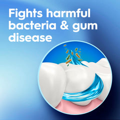 Crest Pro-Health Clinical Mouthwash label close-up highlights plaque protection claim.