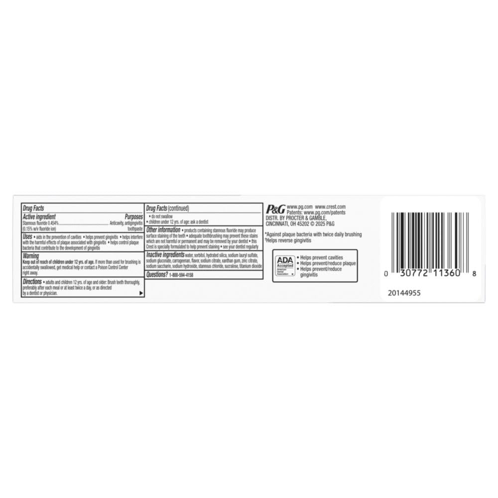 Crest Pro-Health Gum Detoxify fluoride-containing formula promotes clean gumlines