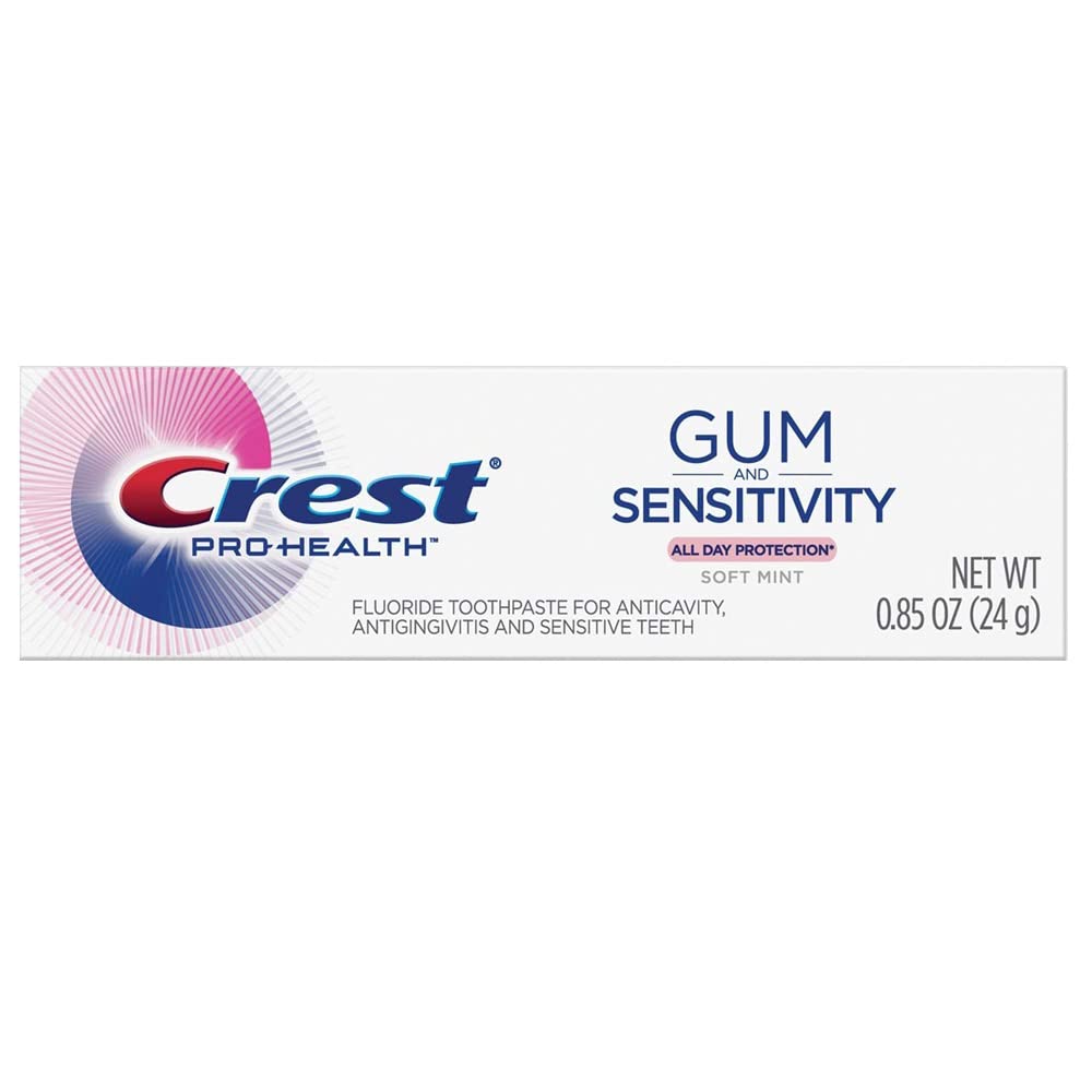 Crest Pro Health Gum and Sensitivity toothpaste soft mint closeup of the tube cap and texture.