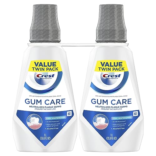 Daily routine setup with Crest Pro-Health Mouthwash and toothbrush.