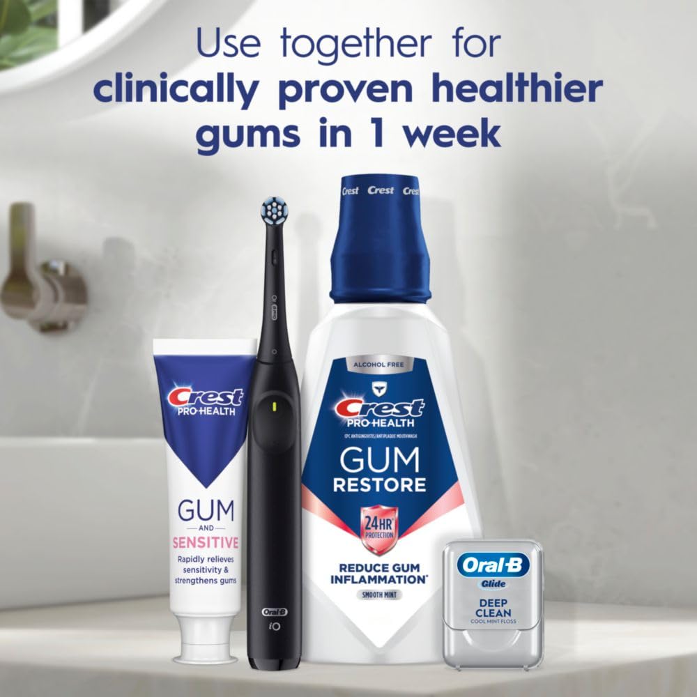 Graphic showing Crest Pro-Health fortifying gums and preventing bacteria.