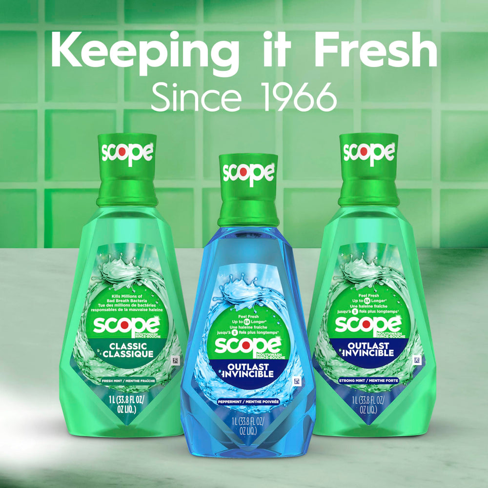 Crest Scope Classic ingredients note highlights cosmetic mouthwash status.