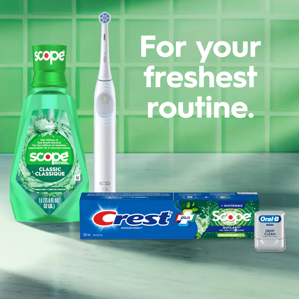 Crest Scope Classic packaging box shows original mint formula.