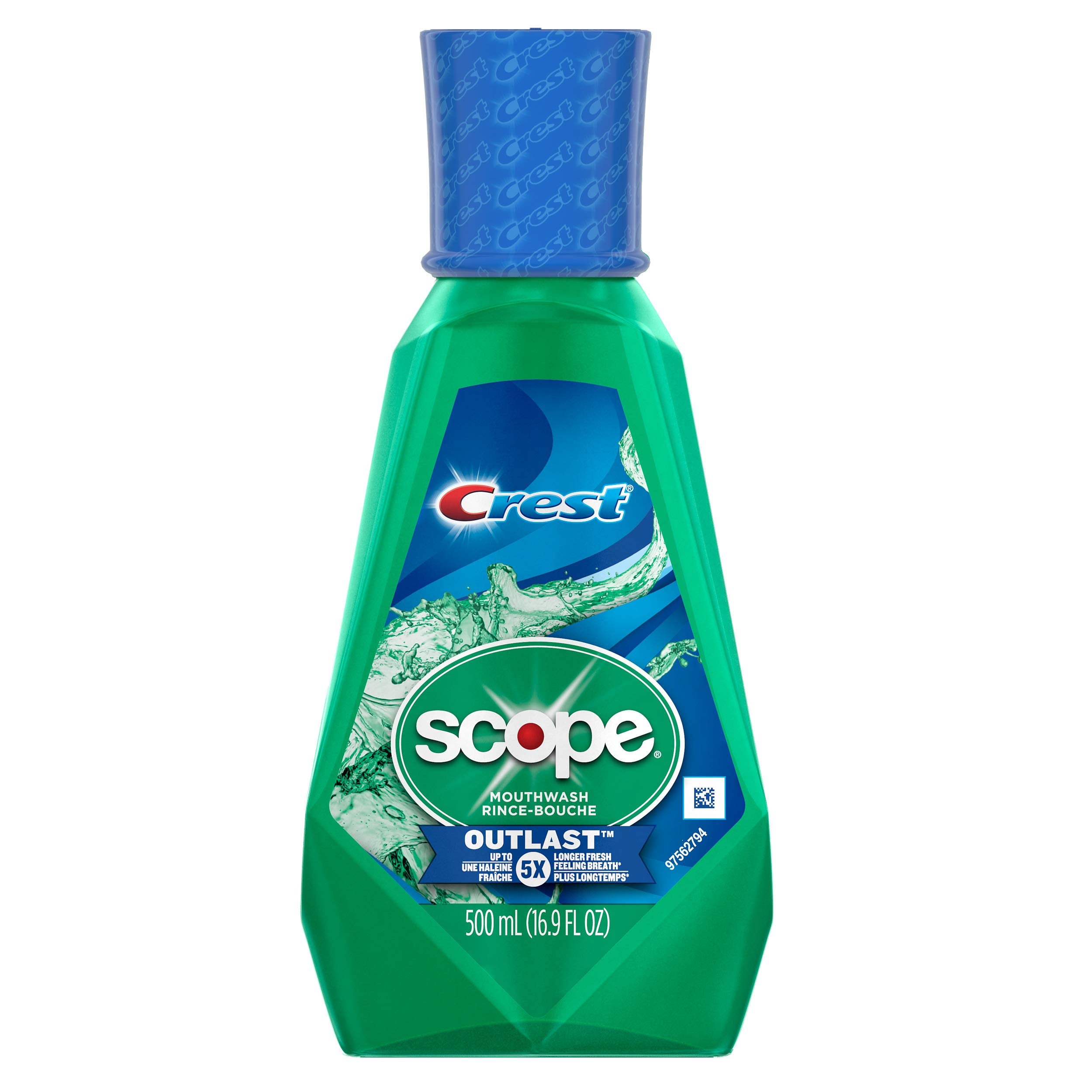 Crest Scope Outlast pour demonstrates easy-to-use liquid for quick breath refresh.
