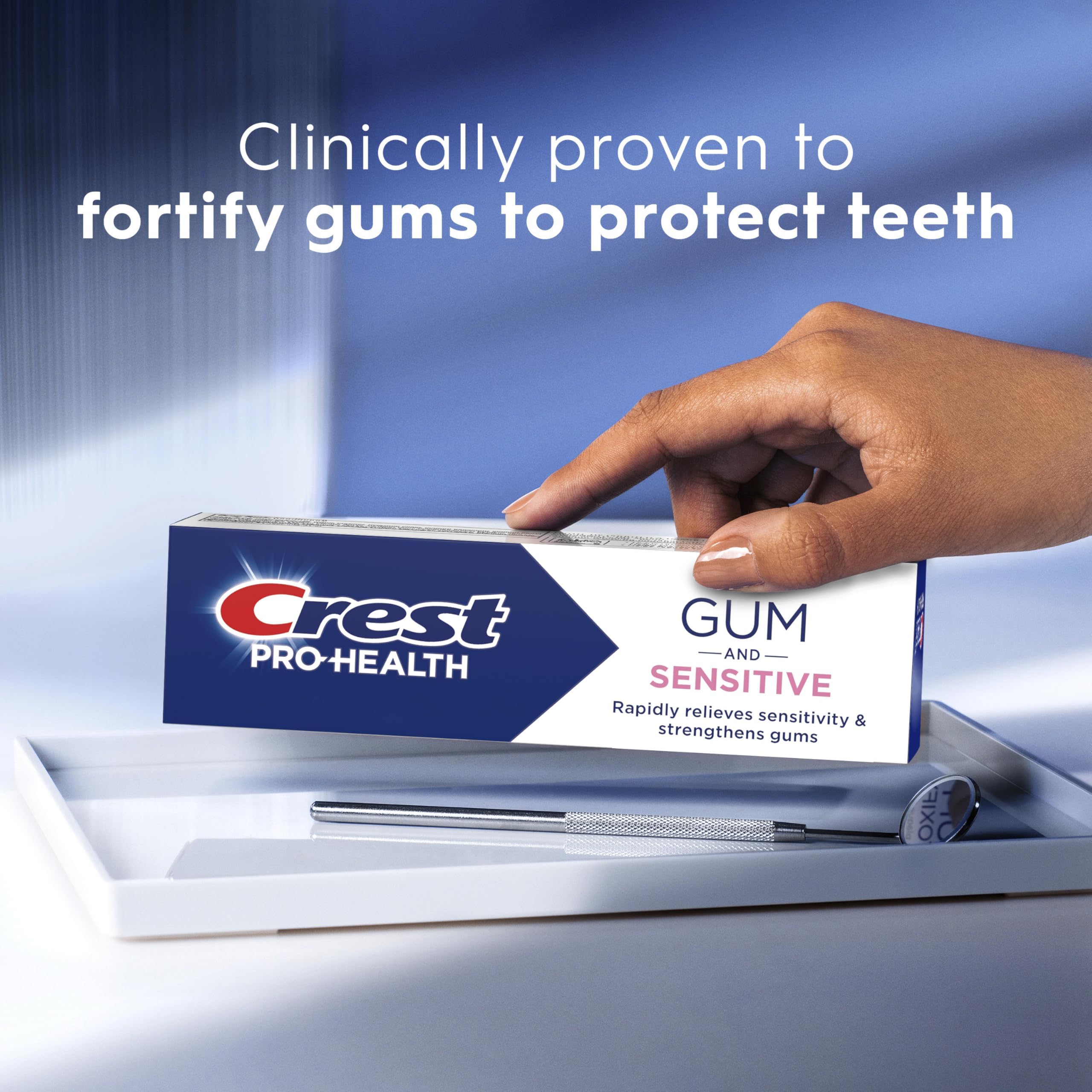 Crest Sensitive Gum Toothpaste brushing action close-up demonstrates daily use