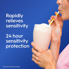 Crest Sensitive Gum Toothpaste close-up tube highlighting quick sensitivity relief
