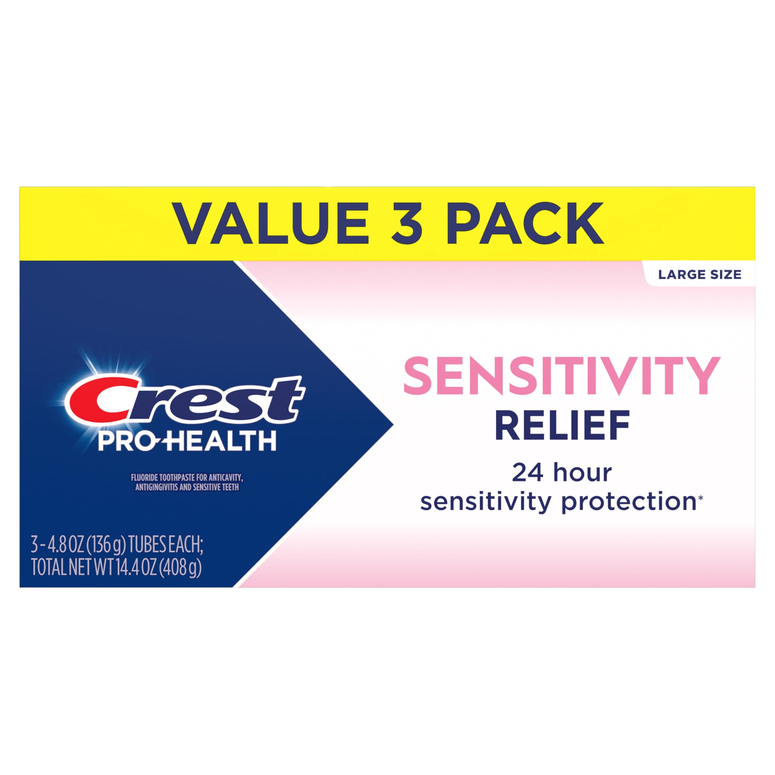 Crest Sensitivity Relief tube top view demonstrates convenient twist-off cap.