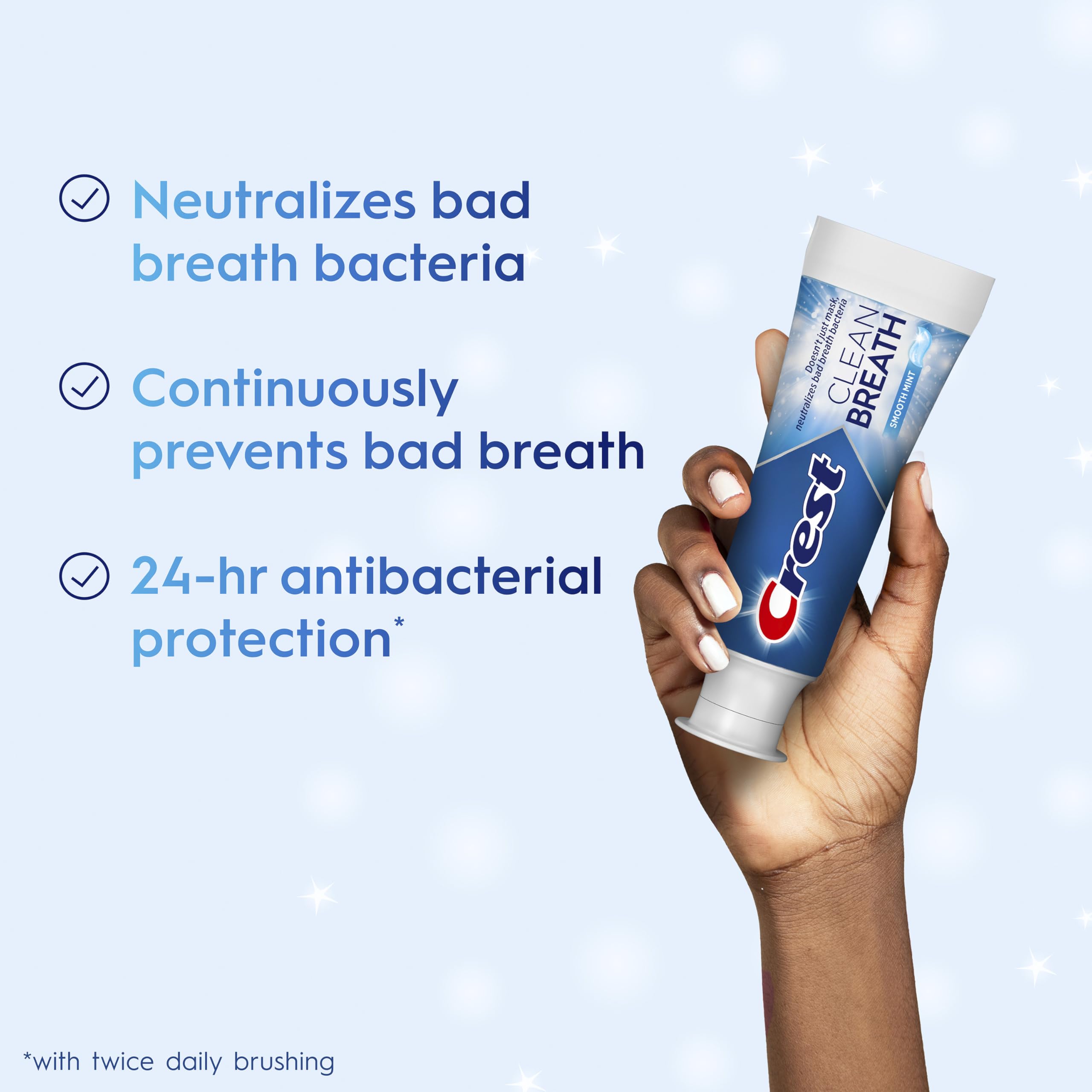 Crest spearmint toothpaste tube emphasizes refreshing flavor
