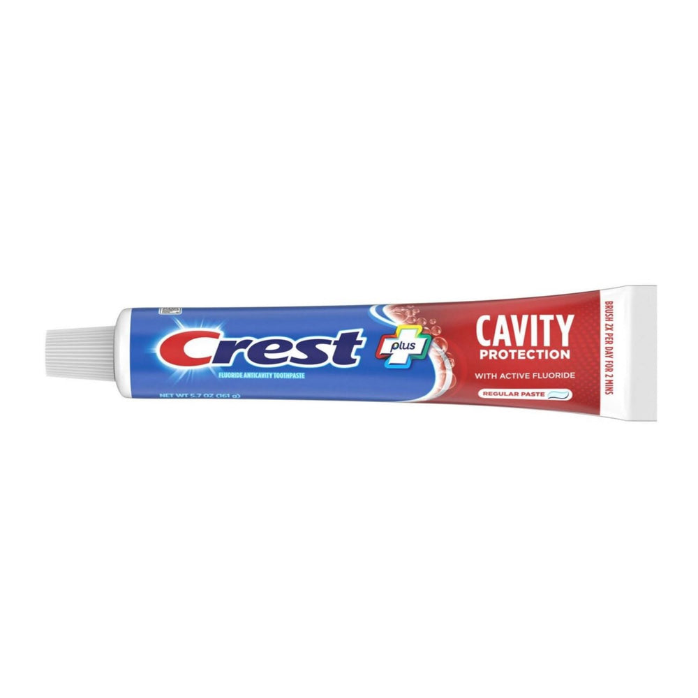 Two Crest tubes in a pack for extended use by families.