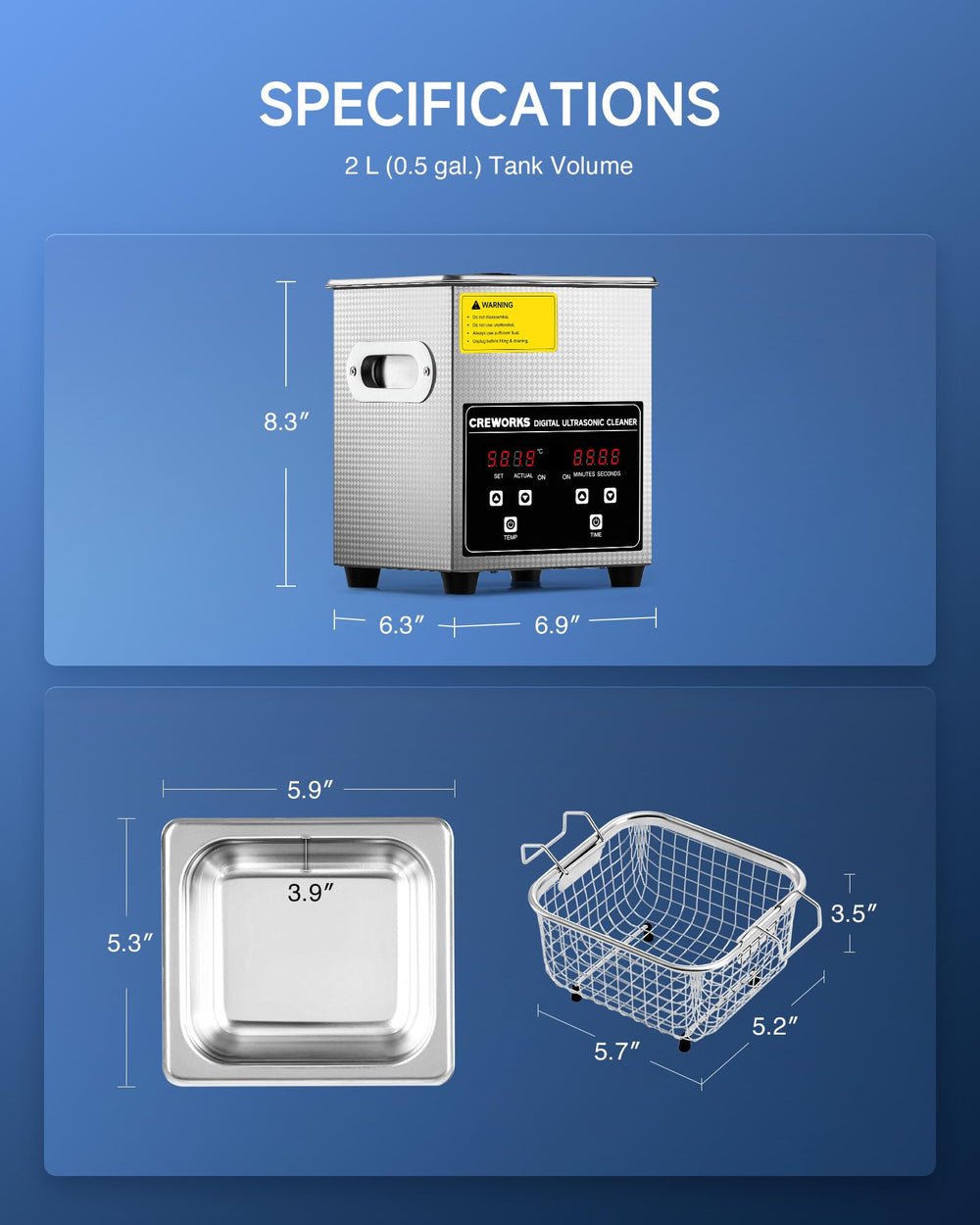 CREWORKS 2L compact design fits kitchen lab for convenient cleaning