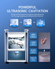 CREWORKS 2L ultrasonic cleaner heater element, efficient heat for better cleaning results