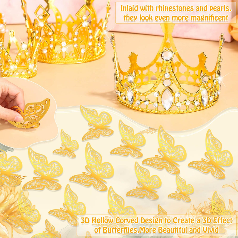 Cridoz paper gold butterflies fold for dynamic, layered wedding decor