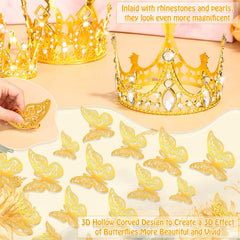 Cridoz paper gold butterflies fold for dynamic, layered wedding decor