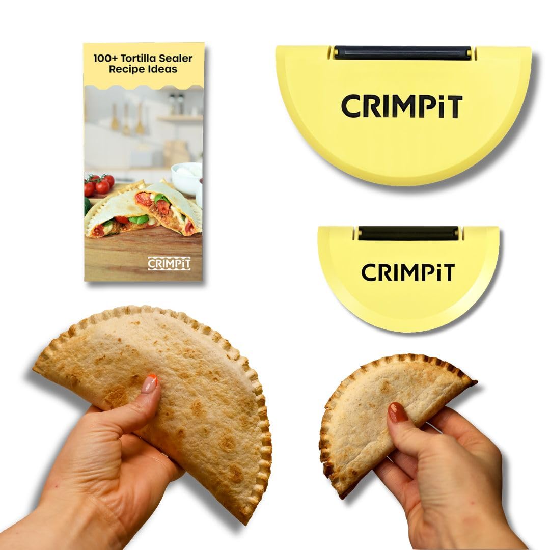 CRIMPiT large tortilla sealer in action sealing 10–12 inch tortillas for mess-free servings.