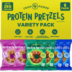 CRISP POWER Protein Pretzels Sea Salt pack delivers bold crunch and 28g protein per serving