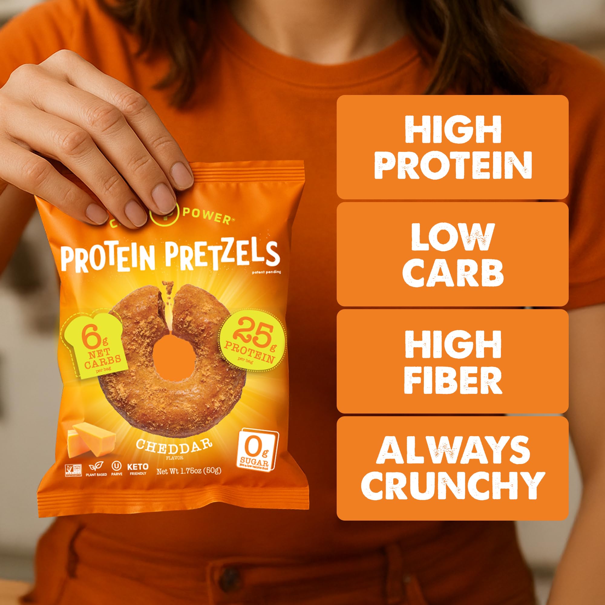 CRISP POWER vegan keto badge on packaging signals dietary options